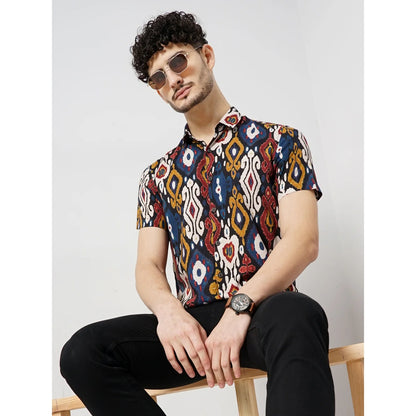 Multi Geometric Printed Viscose Shirt