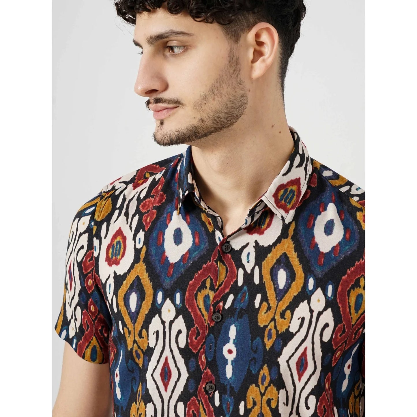 Multi Geometric Printed Viscose Shirt