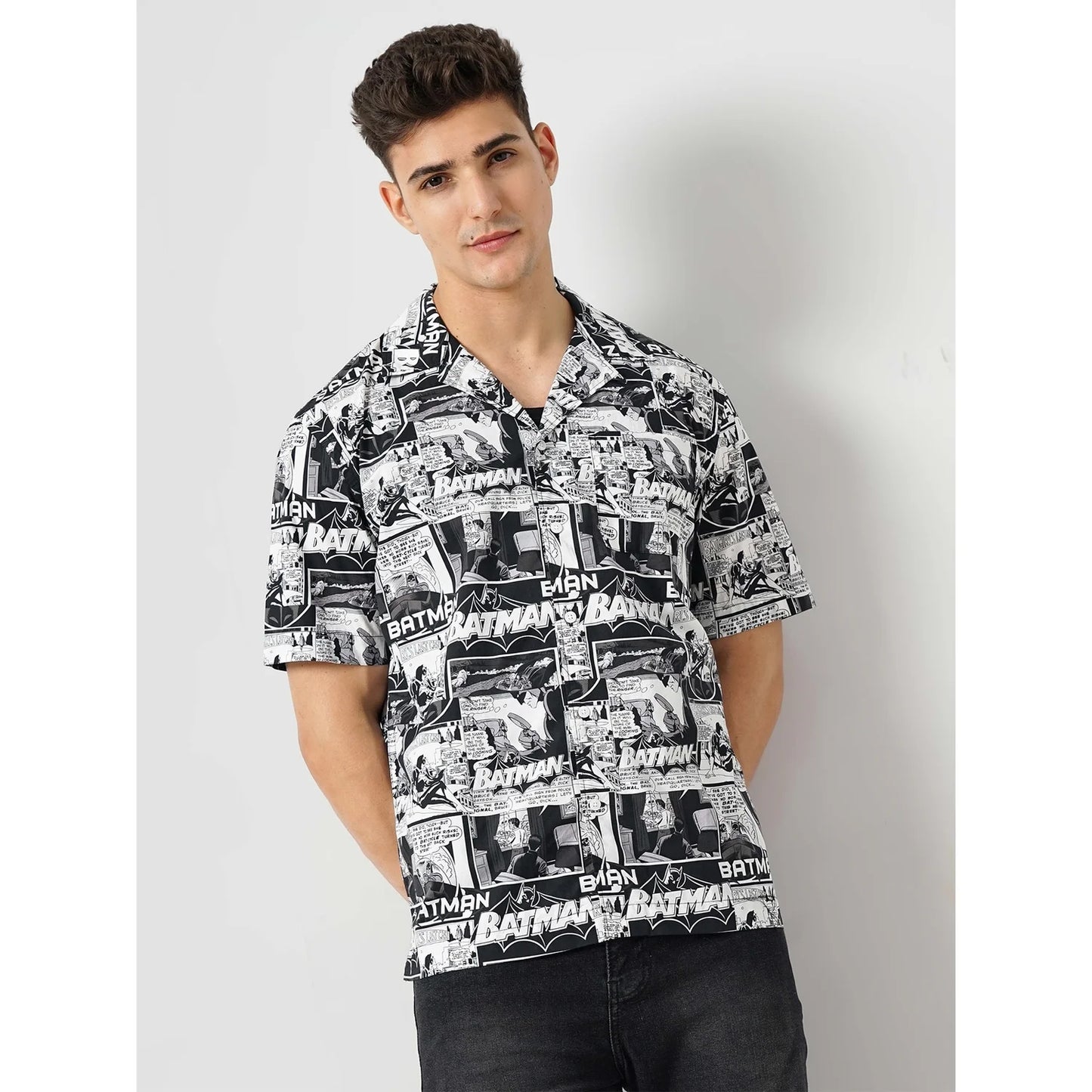 Batman - White Printed Cotton Shirt