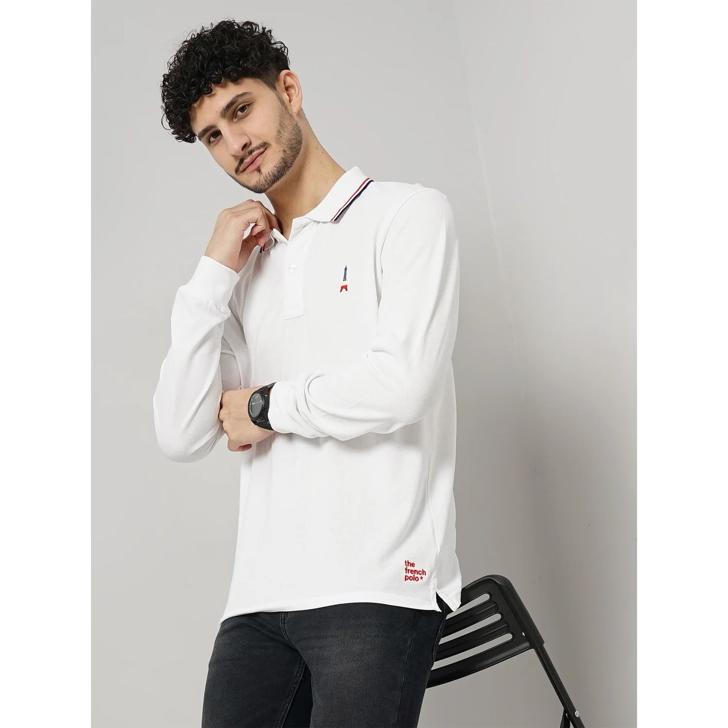 Cream Solid Cotton Polo