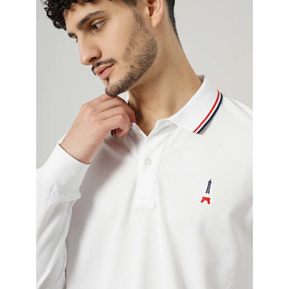 Cream Solid Cotton Polo