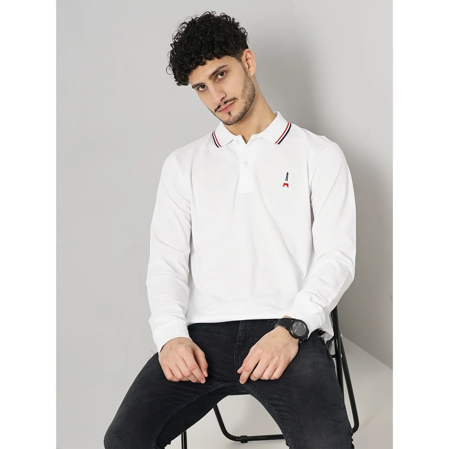 Cream Solid Cotton Polo