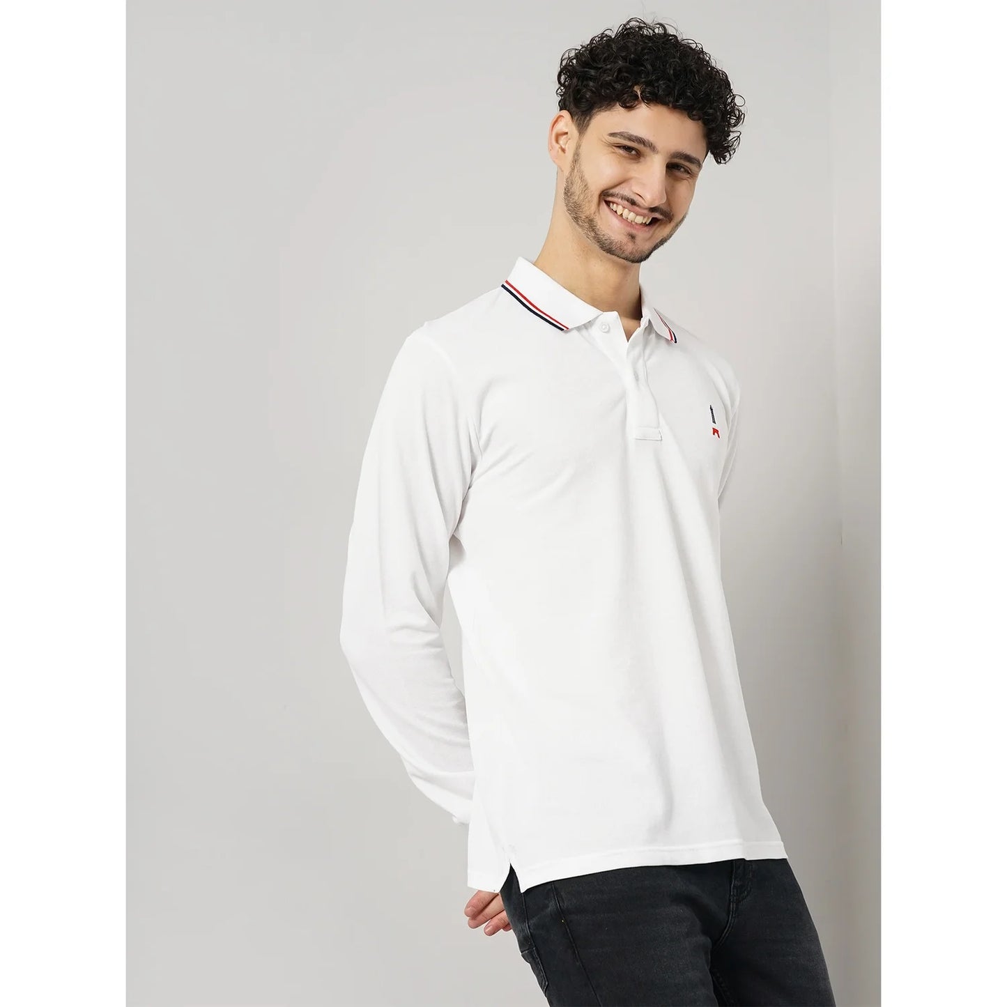 Cream Solid Cotton Polo