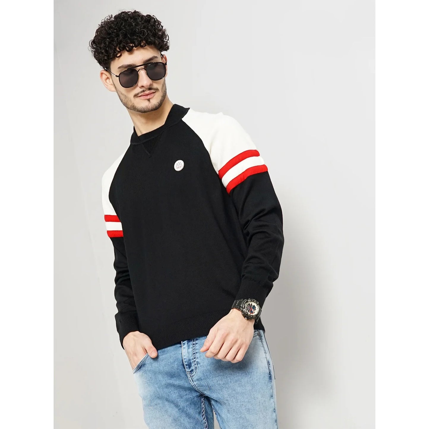 Chamonix - Black Printed Wool Blend Sweatshirt