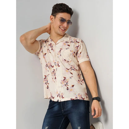 Cream Floral Viscose Shirt