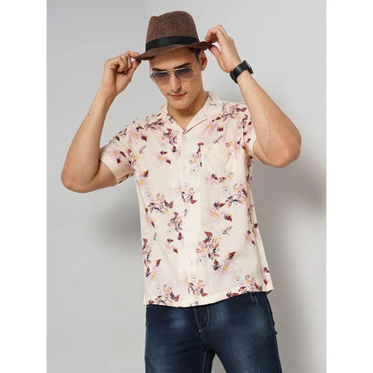 Cream Floral Viscose Shirt