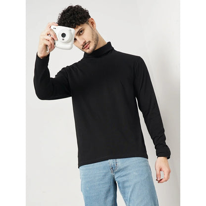 Black Solid Cotton T-shirt