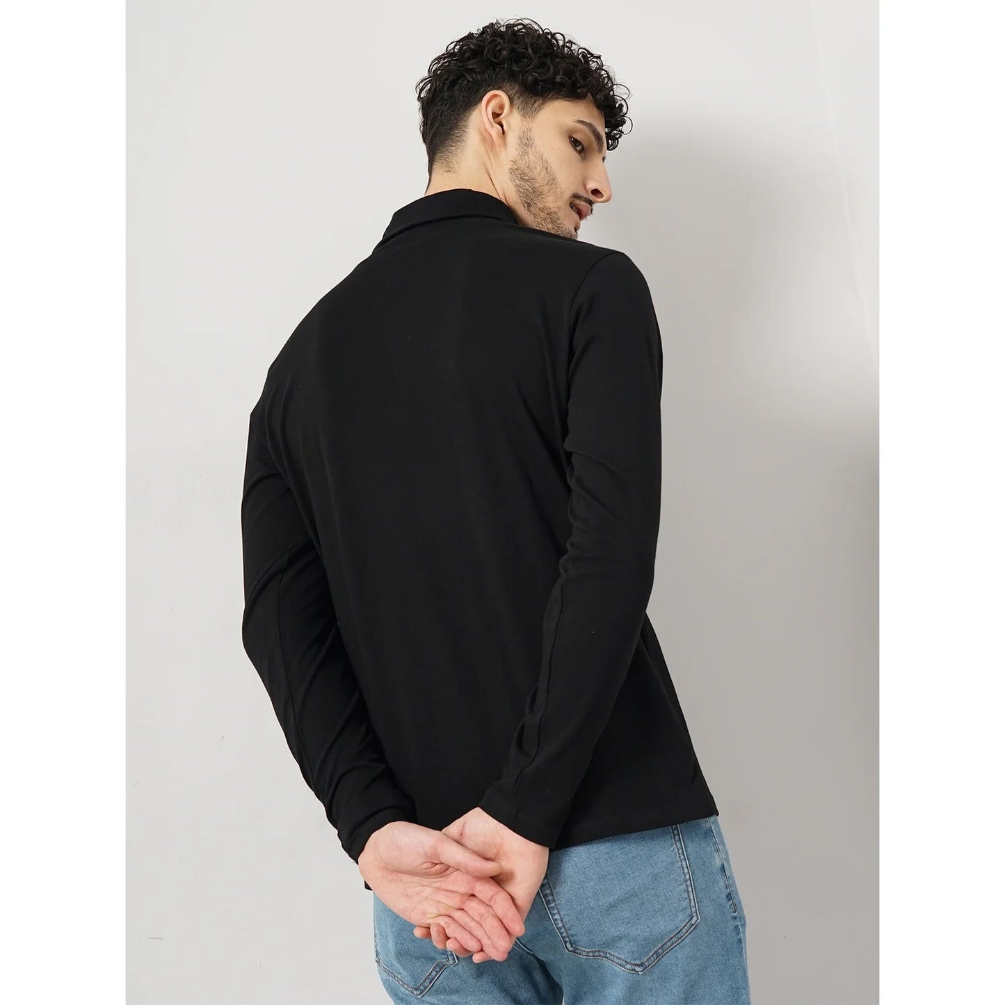 Black Solid Cotton T-shirt