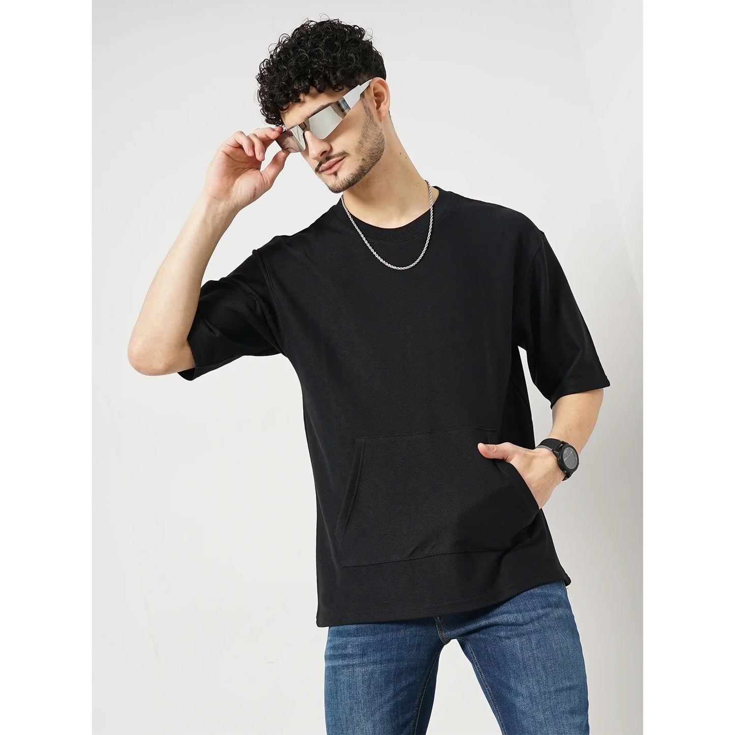 Black Solid 100% Cotton T-shirt