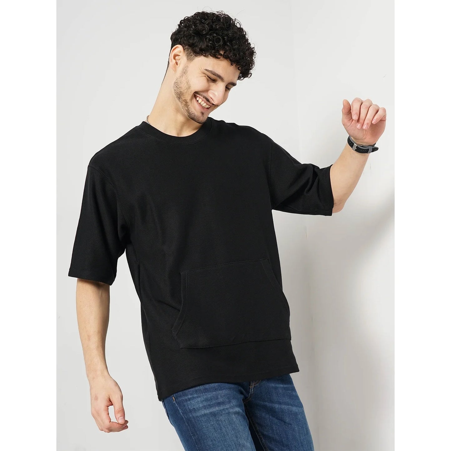 Black Solid 100% Cotton T-shirt