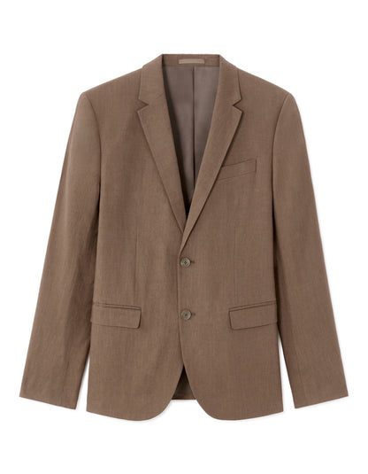 Celio Mens Brown Solid Slim Fit Linen Blazer