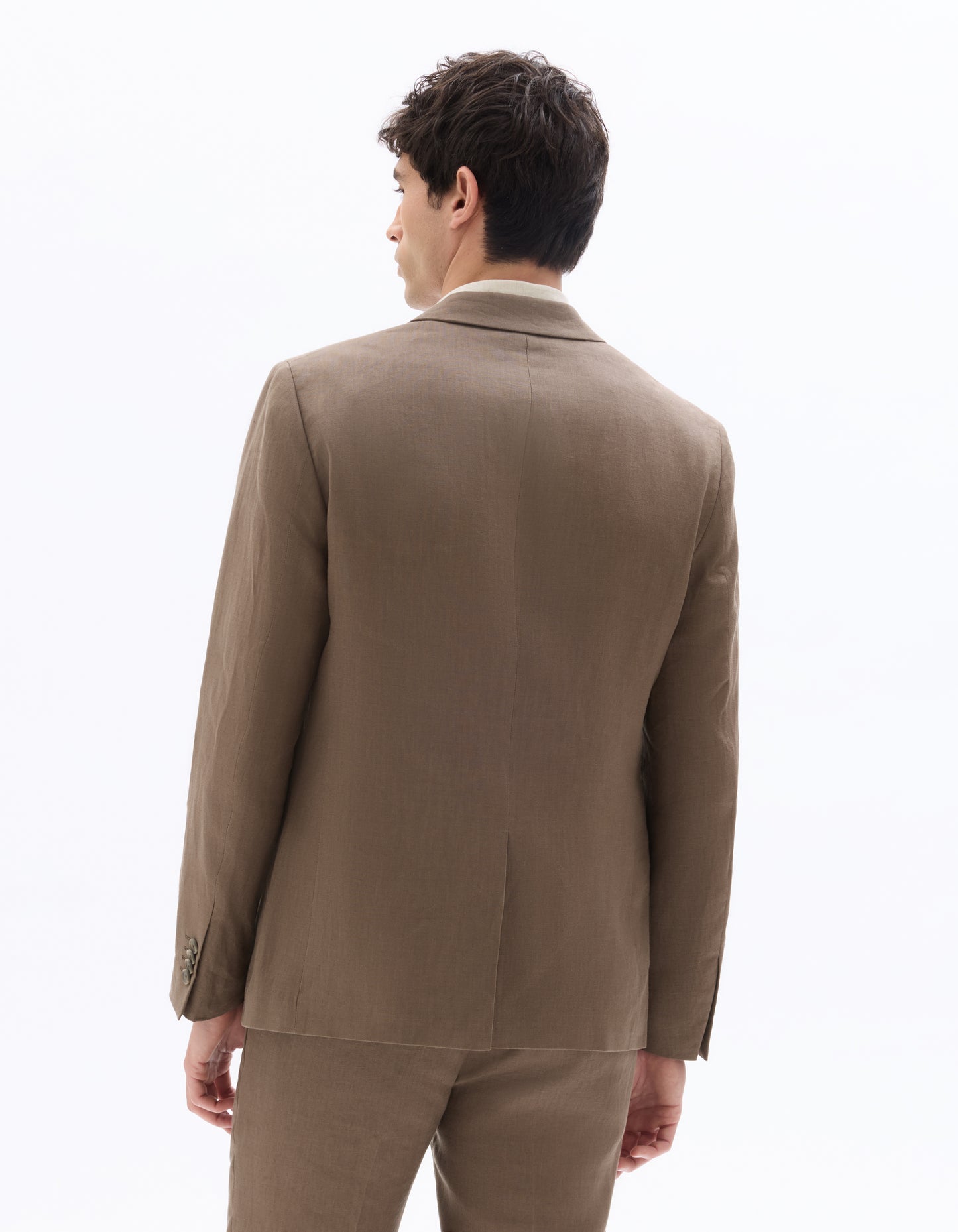 Celio Mens Brown Solid Slim Fit Linen Blazer