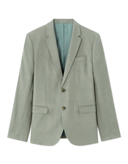 Celio Mens Olive Solid Slim Fit Linen Blazer