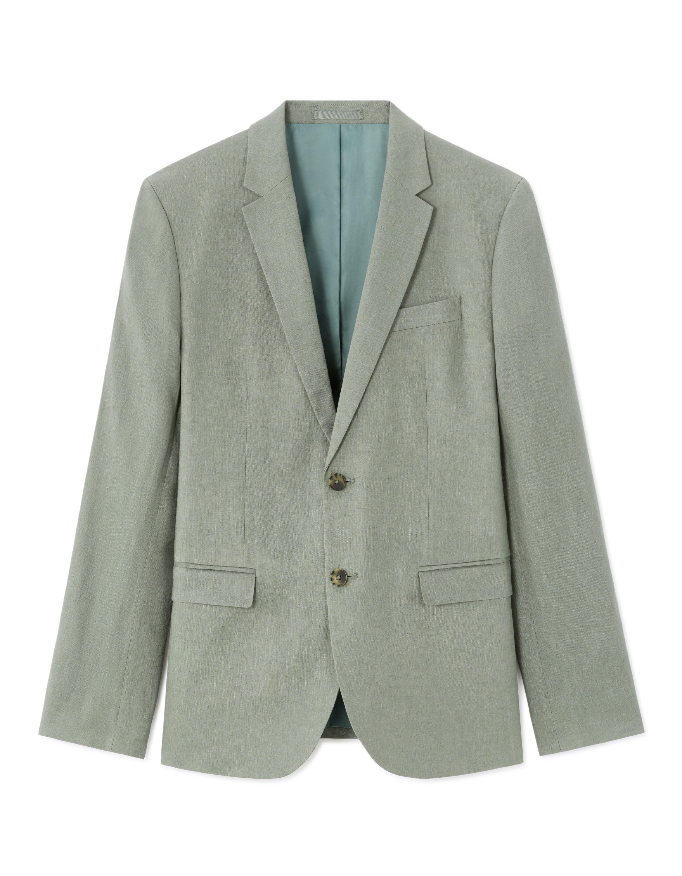 Slim Fit 100% Linen Regular Collar Blazer - Khaki