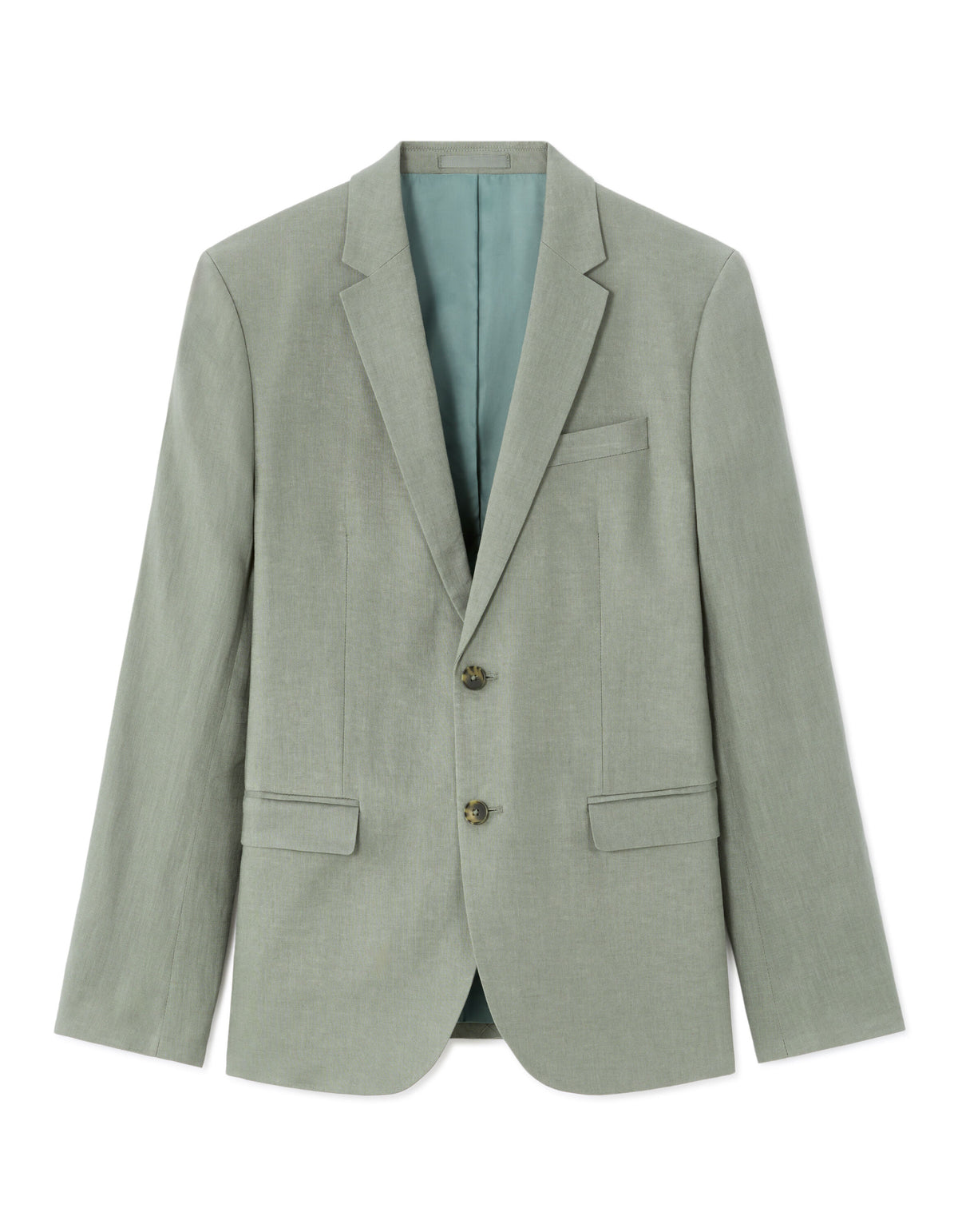 Slim Fit 100% Linen Regular Collar Blazer - Khaki