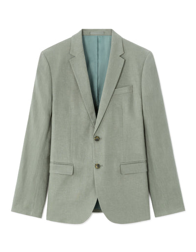 Slim Fit 100% Linen Solid Blazer - Khaki