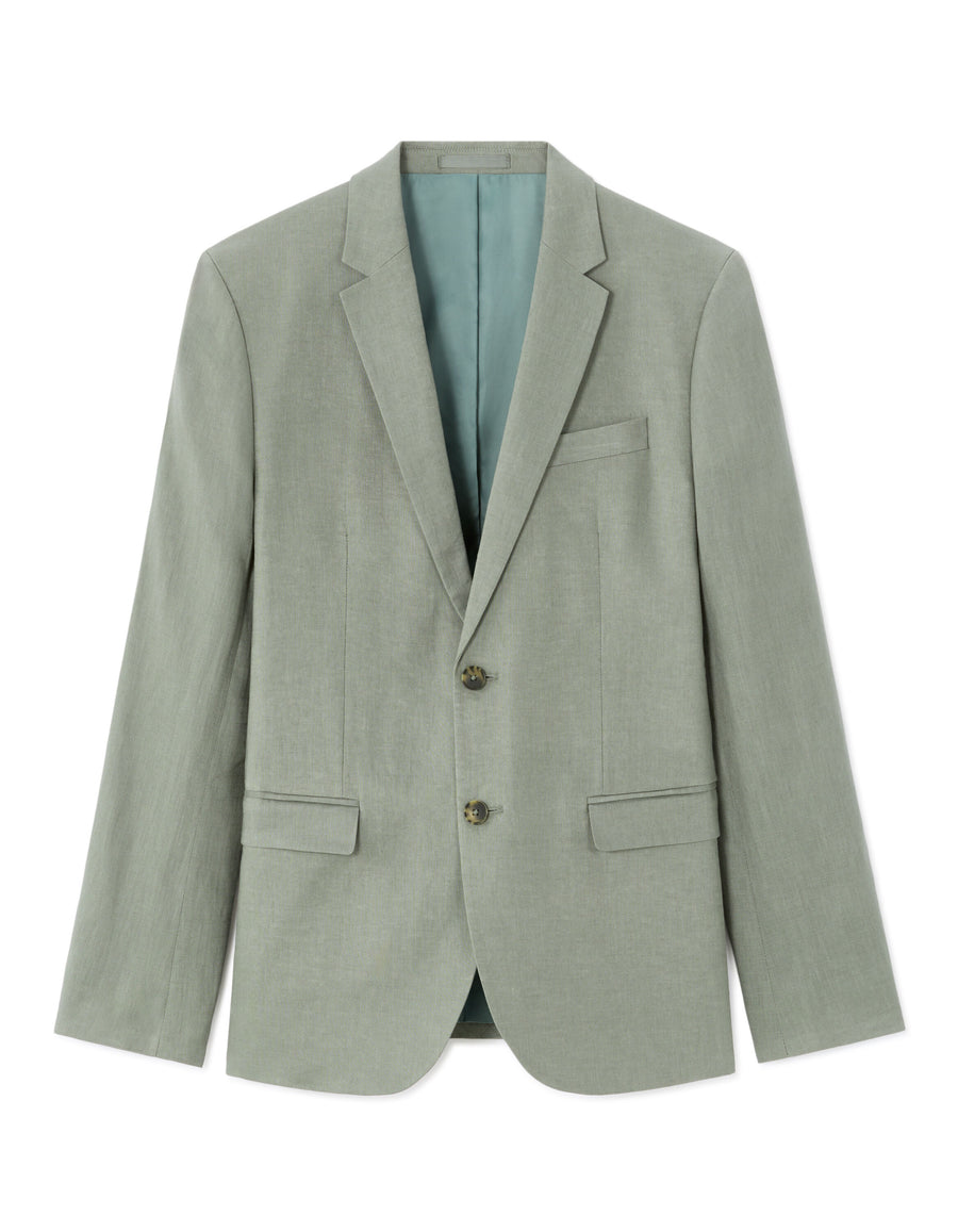 Slim Fit 100% Linen Regular Collar Blazer - Khaki