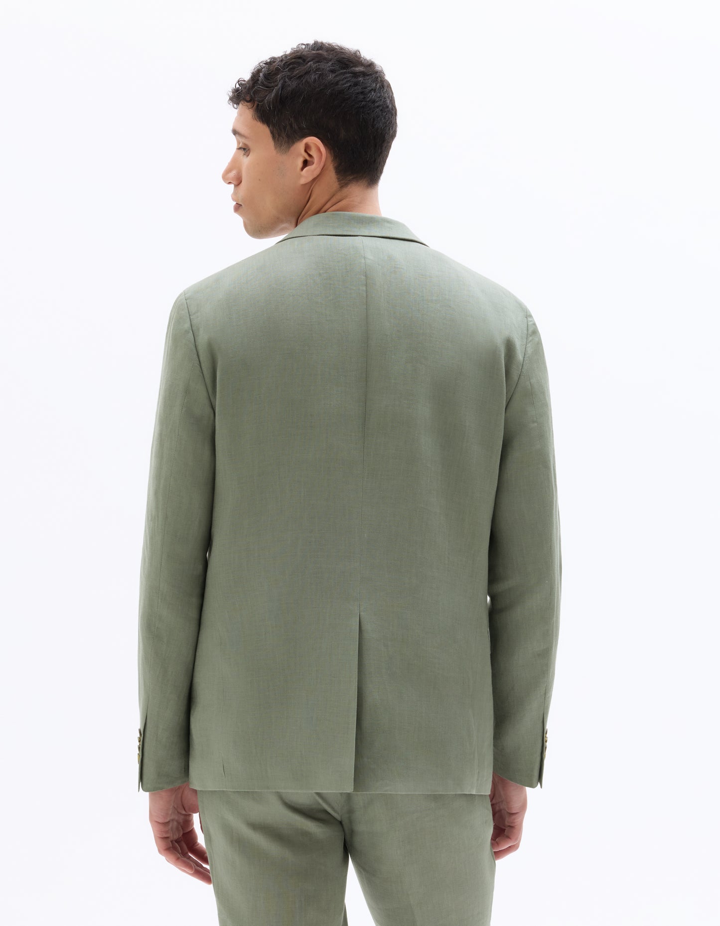 Celio Mens Olive Solid Slim Fit Linen Blazer
