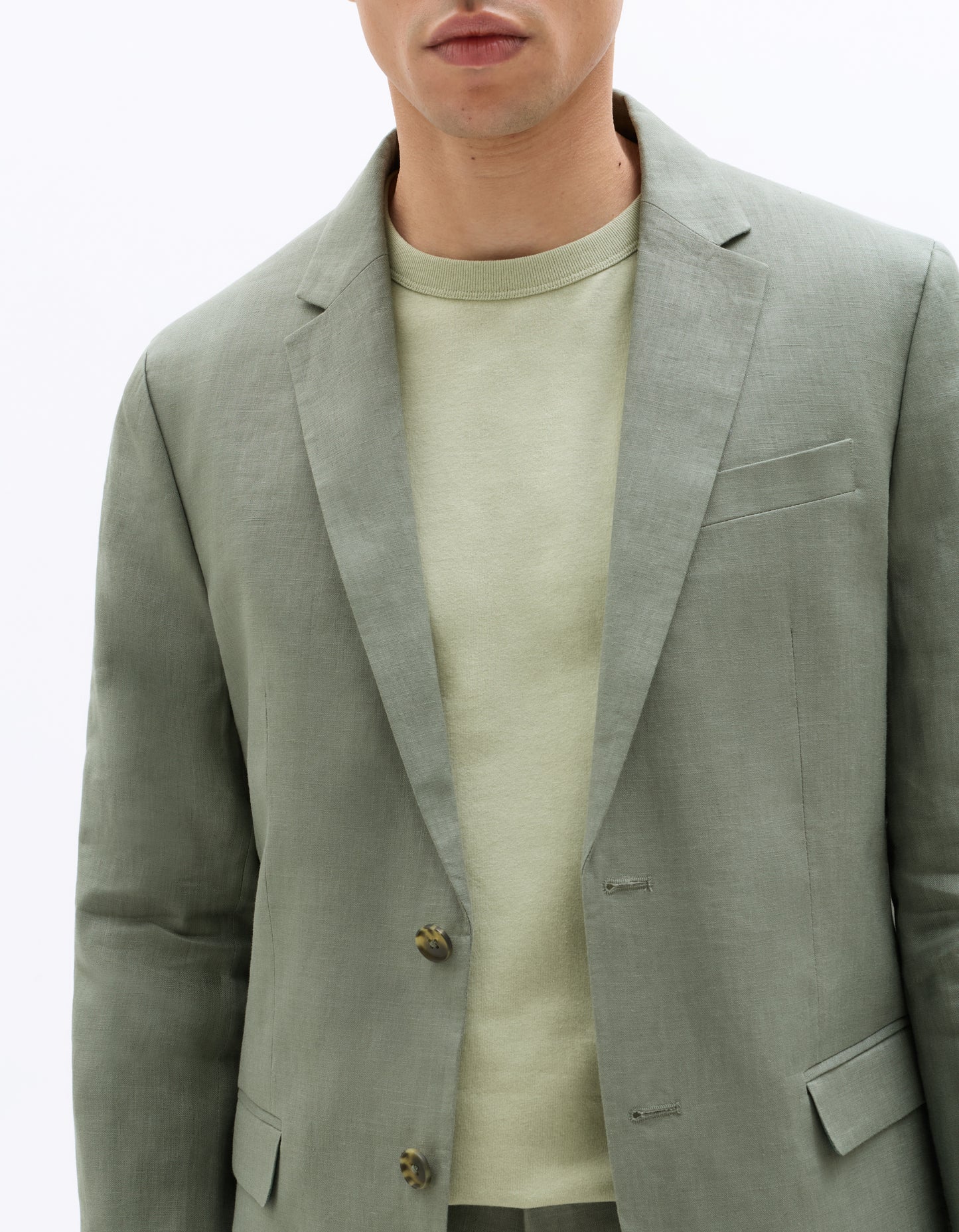 Celio Mens Olive Solid Slim Fit Linen Blazer