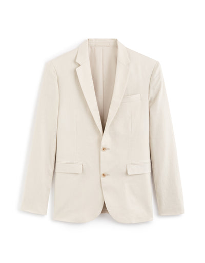 Celio Solid Slim Fit Linen Off White Blazer