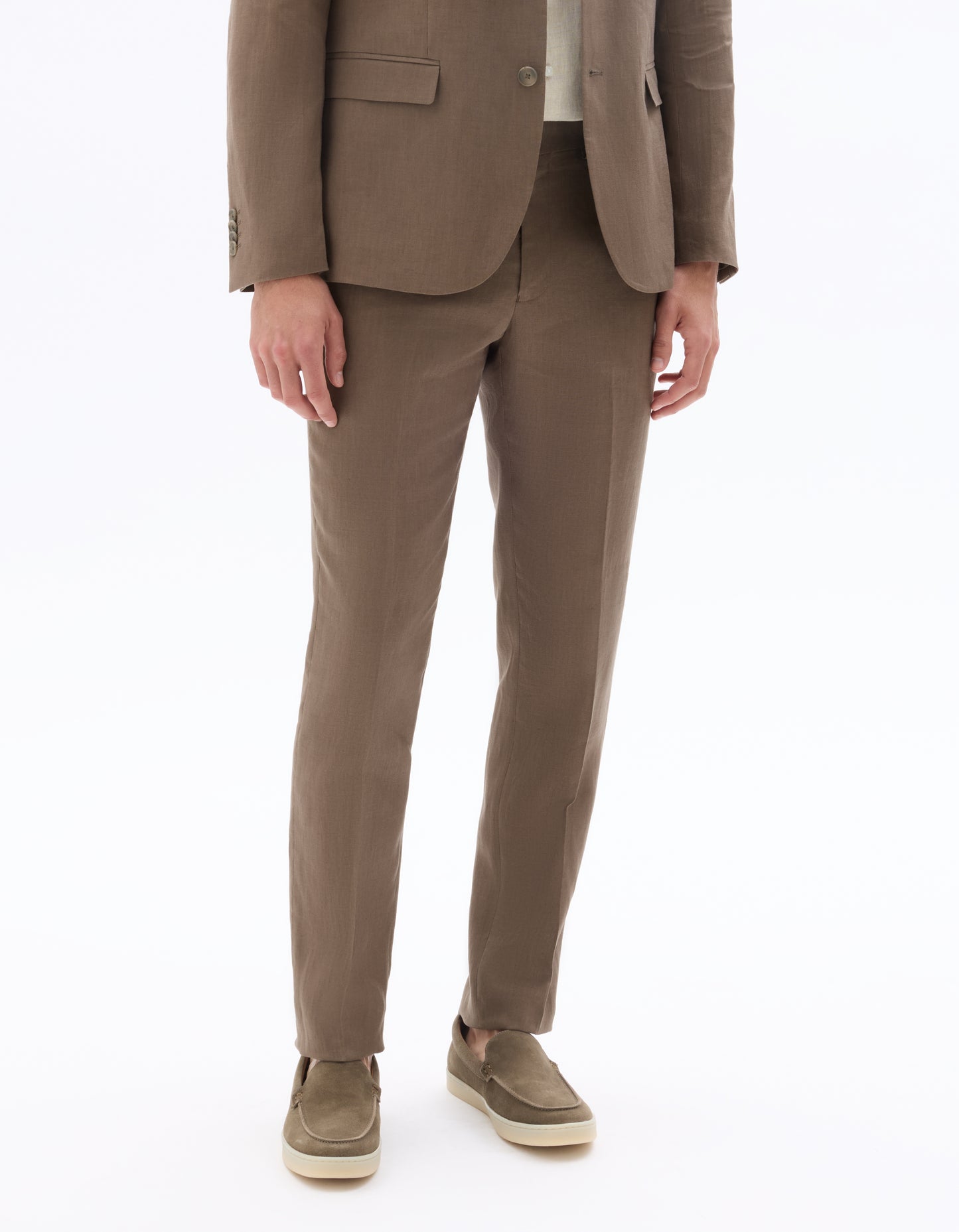 Celio Mens Brown Solid Slim Fit Linen Formal Trouser