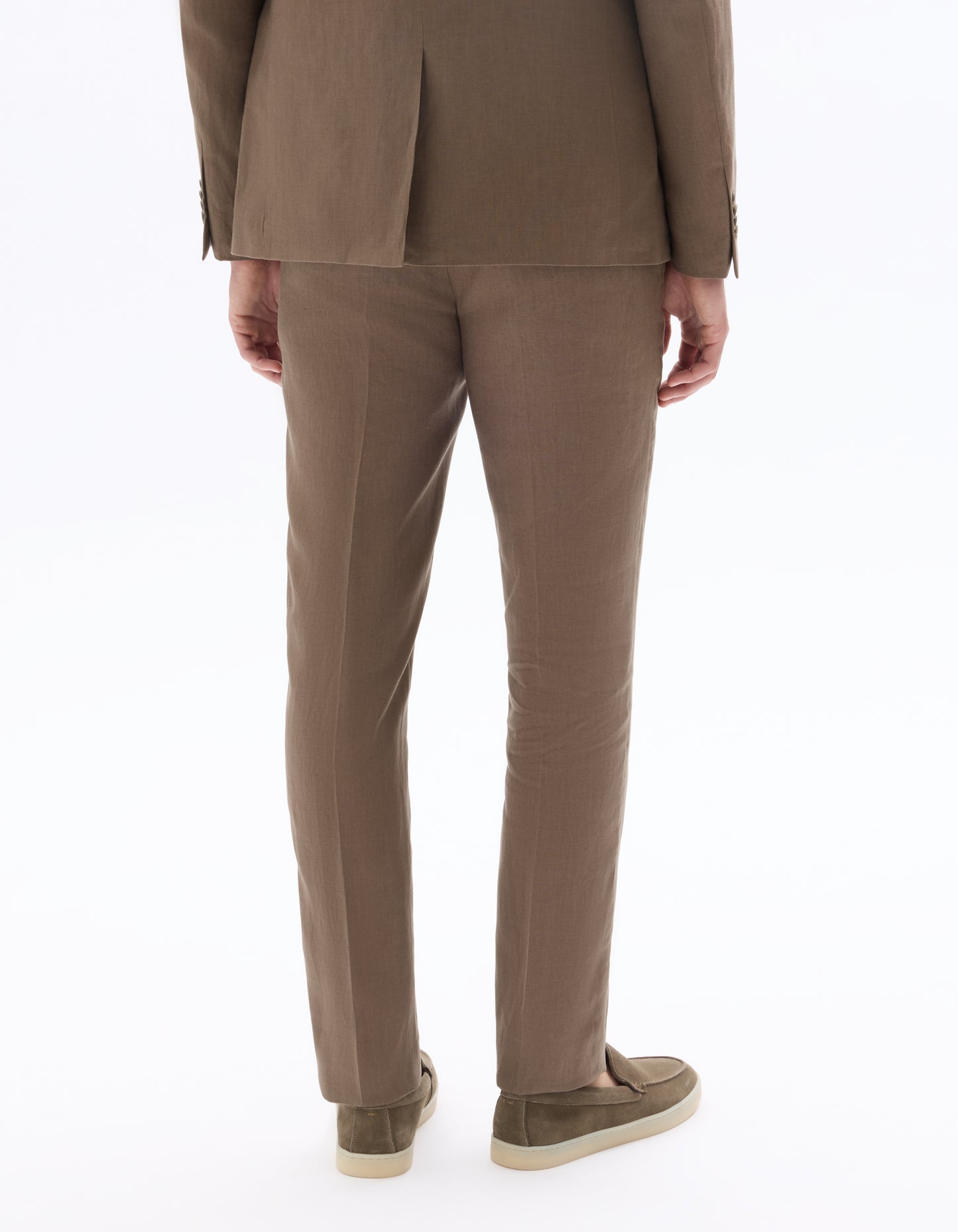 Celio Mens Brown Solid Slim Fit Linen Formal Trouser