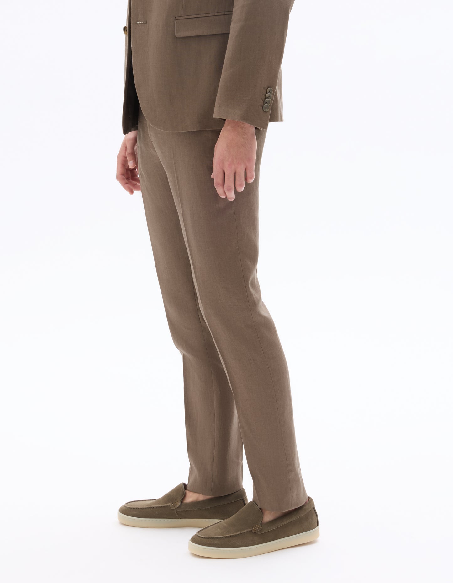 Celio Mens Brown Solid Slim Fit Linen Formal Trouser