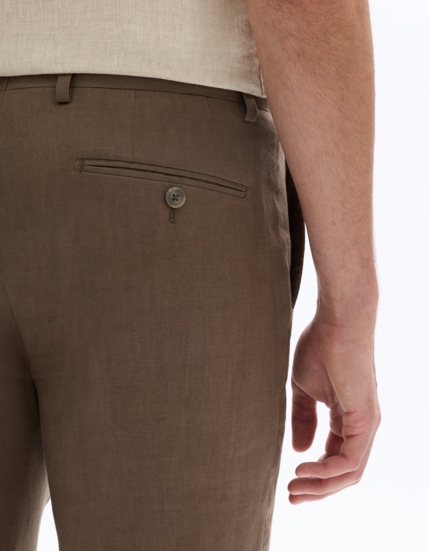Celio Mens Brown Solid Slim Fit Linen Formal Trouser