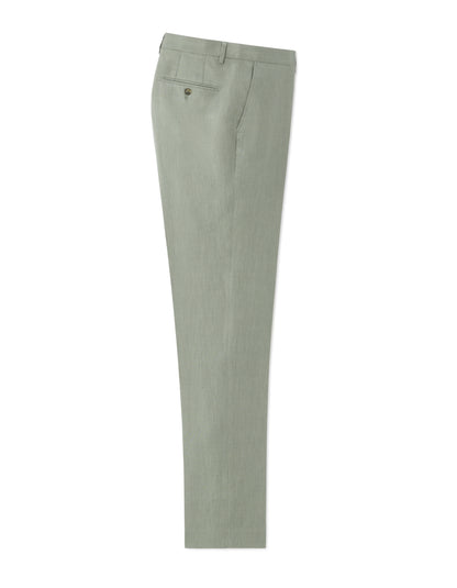 Celio Mens Olive Solid Slim Fit Linen Formal Trouser