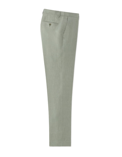 Slim Fit 100% Linen Solid Trousers - Khaki
