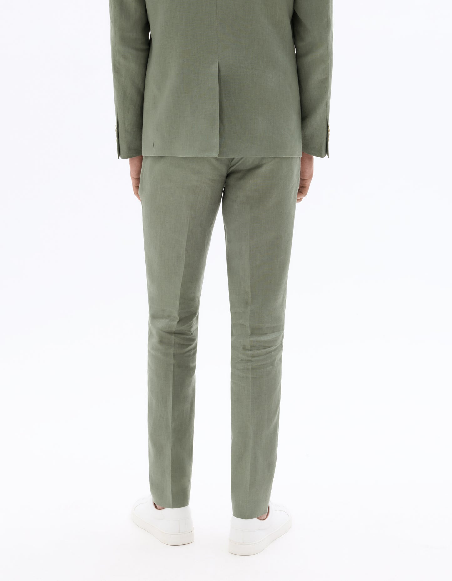 Celio Mens Olive Solid Slim Fit Linen Formal Trouser