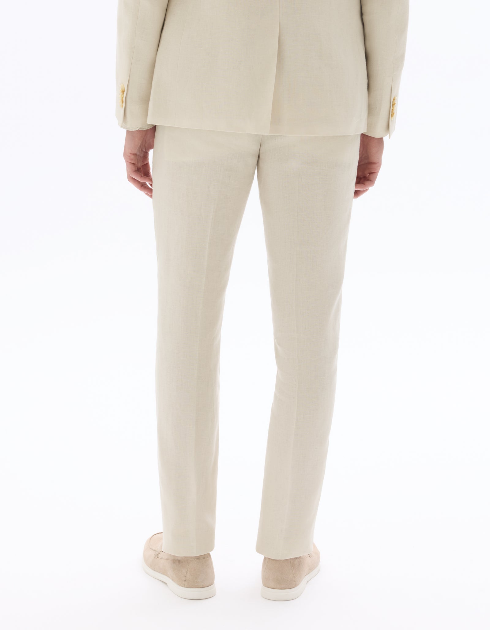 Celio Solid Slim Fit Linen Off White Formal Trouser