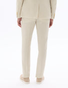 Celio Solid Slim Fit Linen Off White Formal Trouser