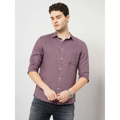 Purple Solid Linen Shirt