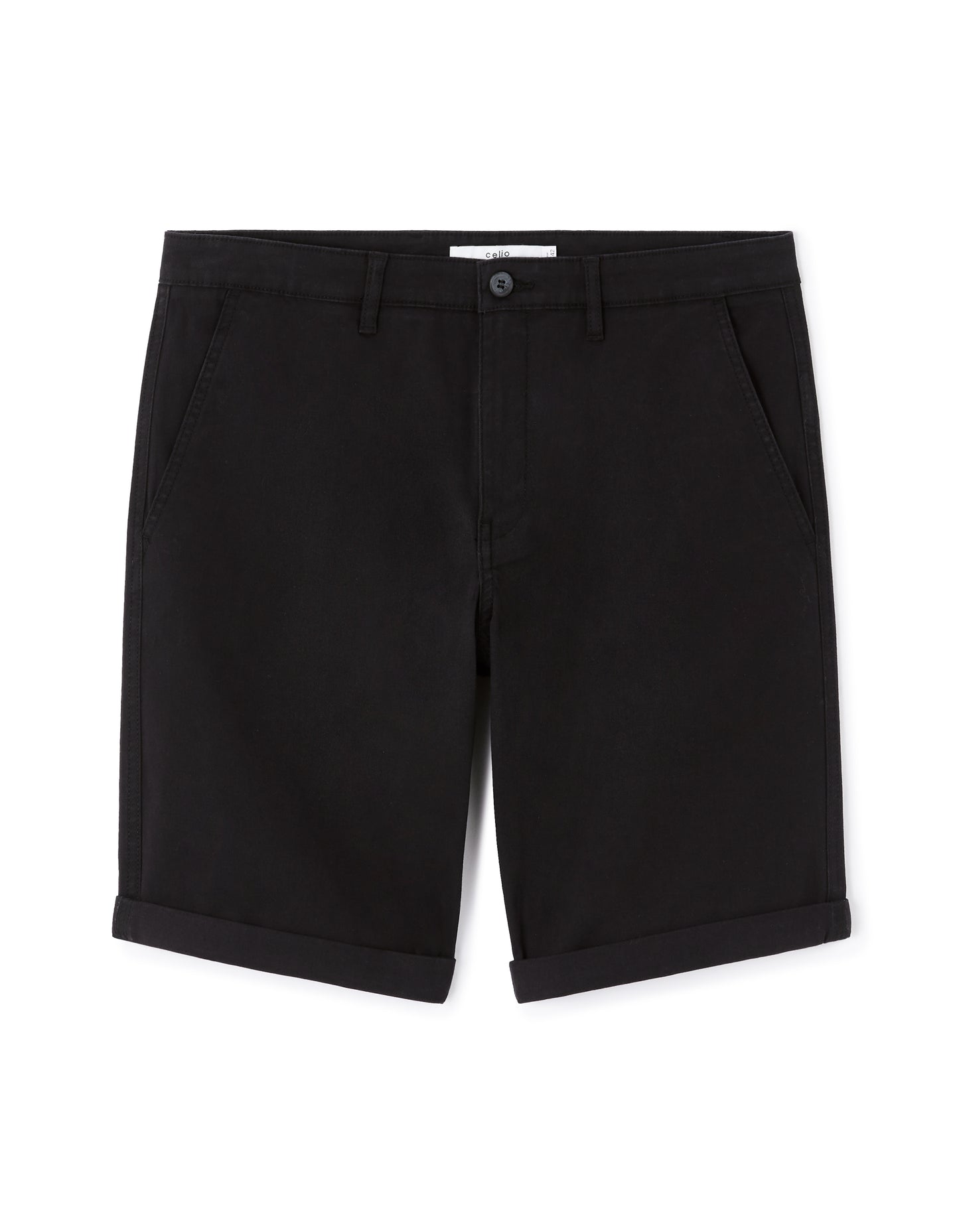 Celio* Regular Fit Men Black Cotton Solid Bermuda