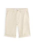 Celio* Cotton-Blend Regular Fit Off White Shorts