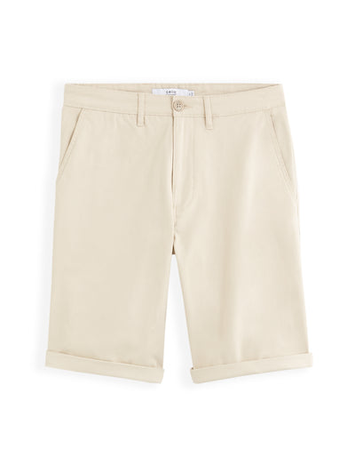 Celio* Cotton-Blend Regular Fit Off White Shorts