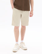 Celio* Cotton-Blend Regular Fit Off White Shorts