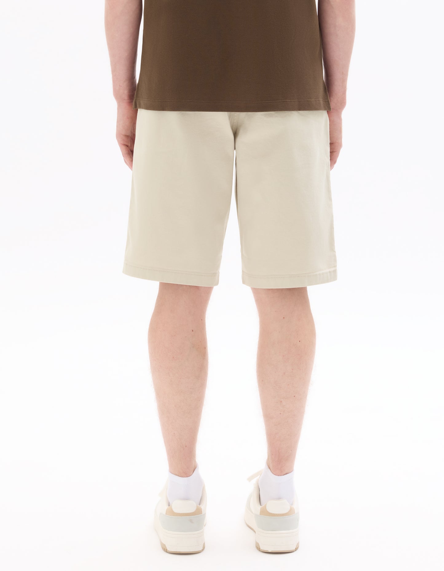 Celio* Cotton-Blend Regular Fit Off White Shorts