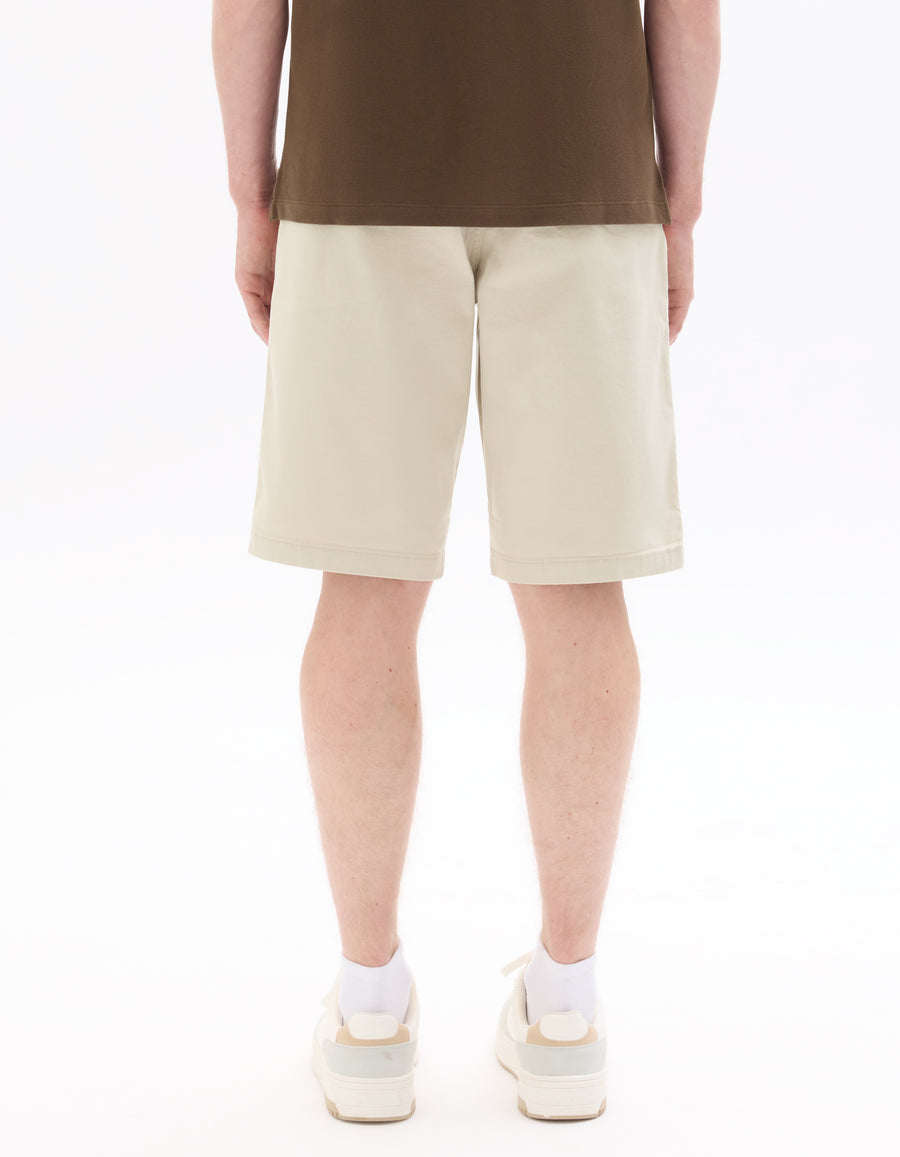 Celio* Cotton-Blend Regular Fit Off White Shorts