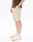 Celio* Cotton-Blend Regular Fit Off White Shorts