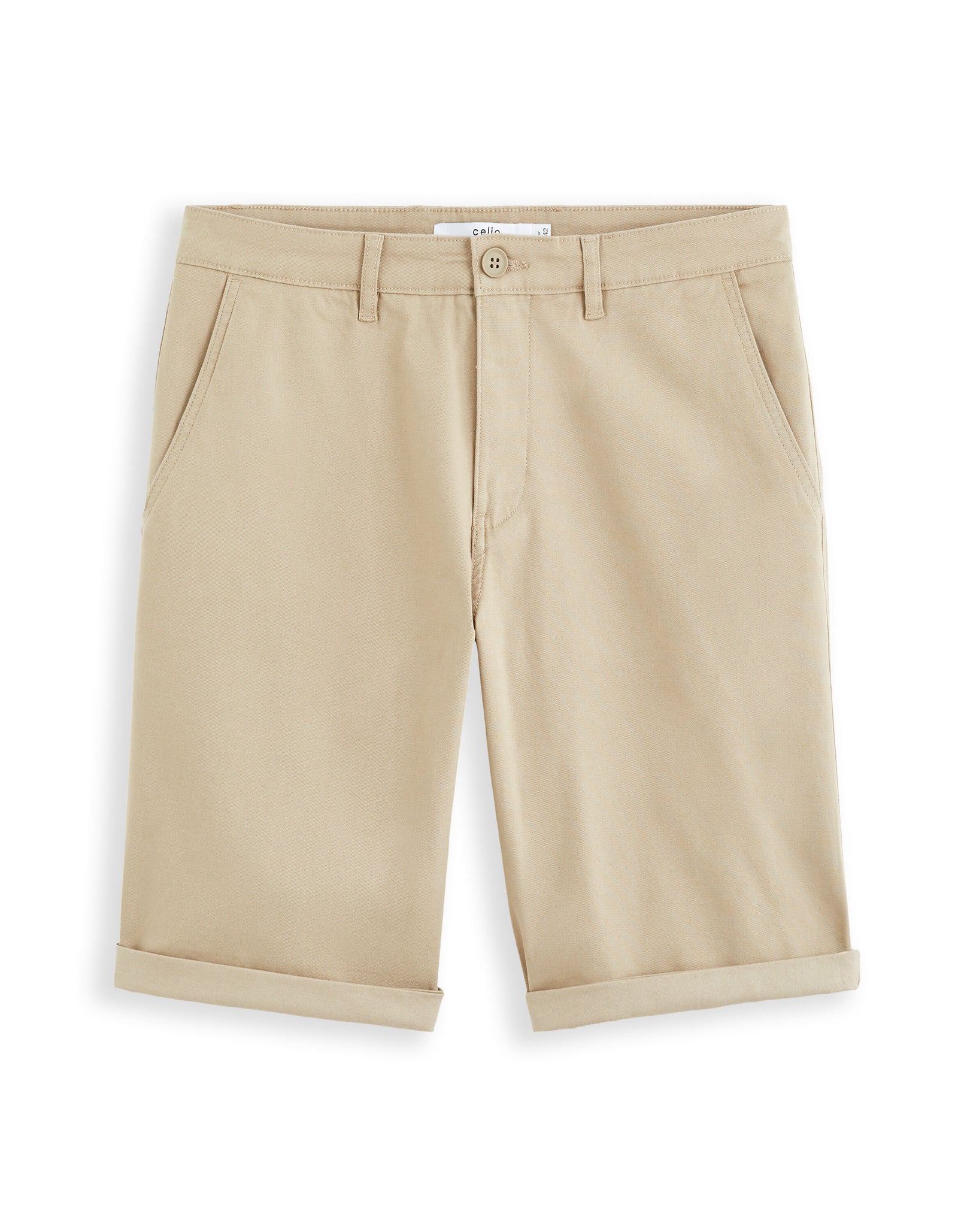 Celio* Men Beige Cotton Solid Loose Shorts