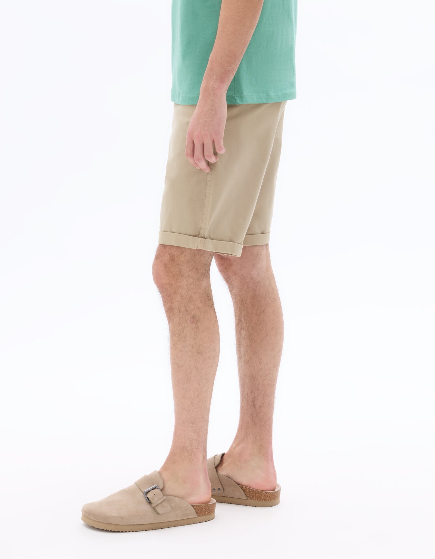 Celio Solid Regular Fit Cotton Beige Shorts