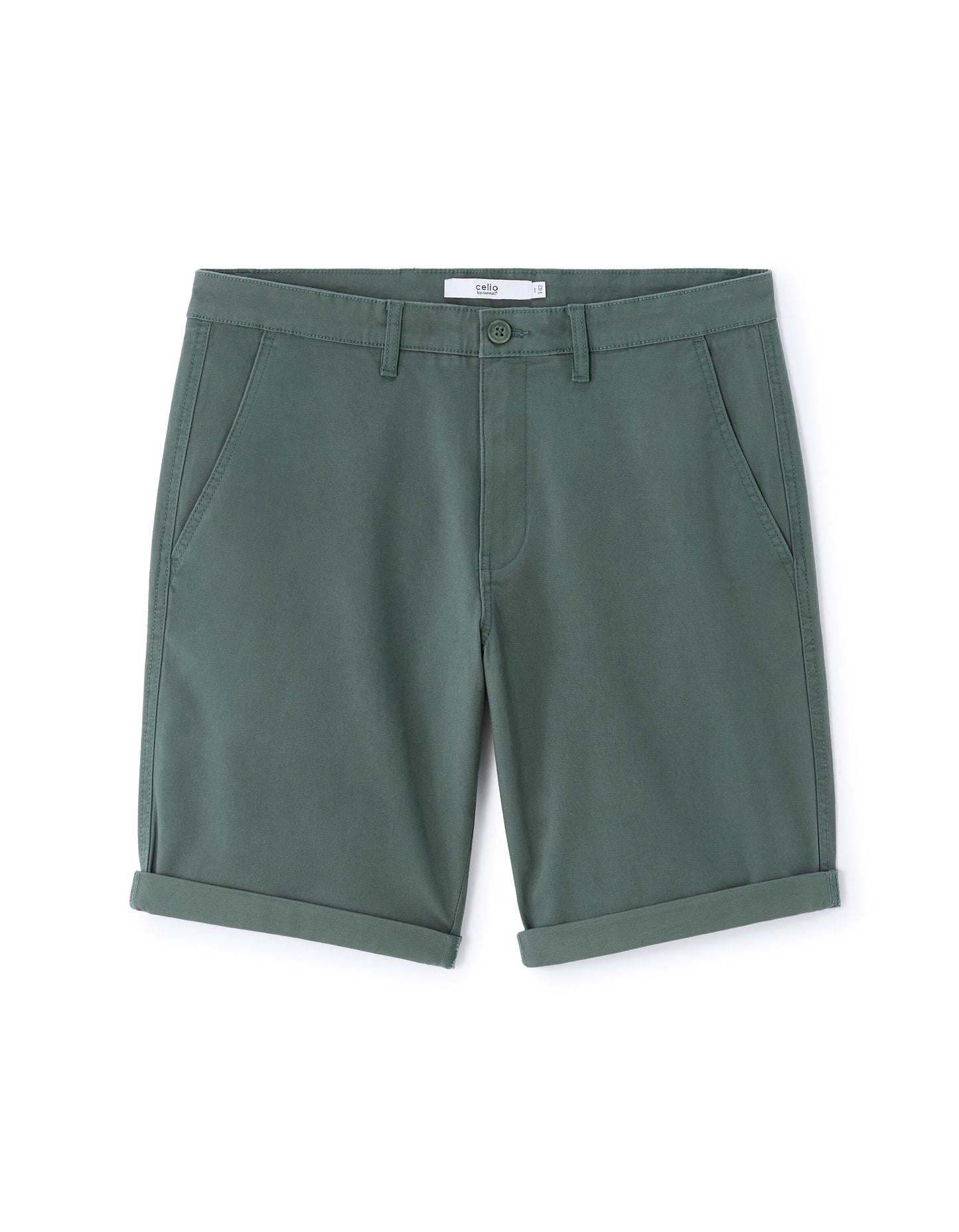 Celio* Solid Regular Fit Cotton Short-medium green