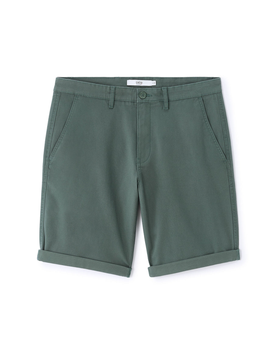 Celio* Solid Regular Fit Cotton Short-medium green