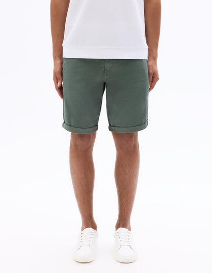 Celio Solid Regular Fit Cotton Green Shorts