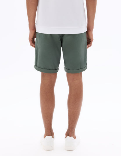 Celio Solid Regular Fit Cotton Green Shorts