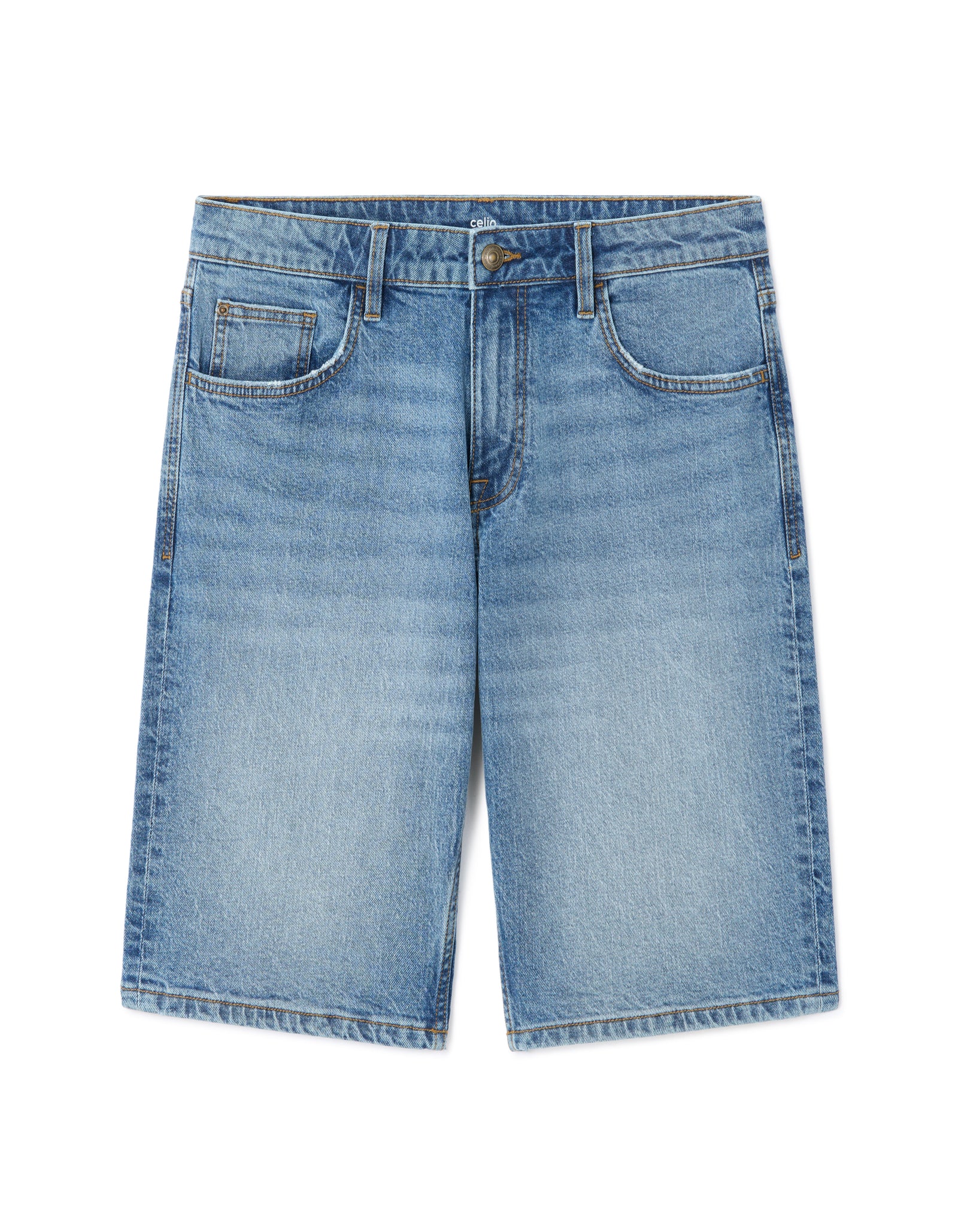 Celio* Regular Fit Cotton Bermuda Denim-Blue