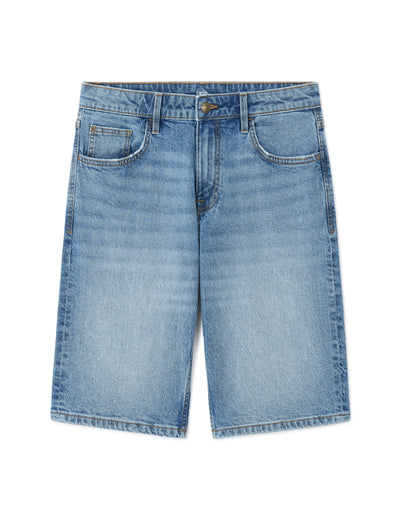 Celio* Cotton-Blend Regular Fit Blue Bermuda