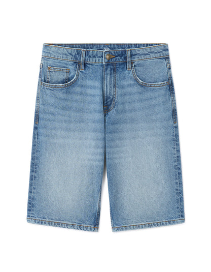 Celio* Cotton-Blend Regular Fit Blue Bermuda